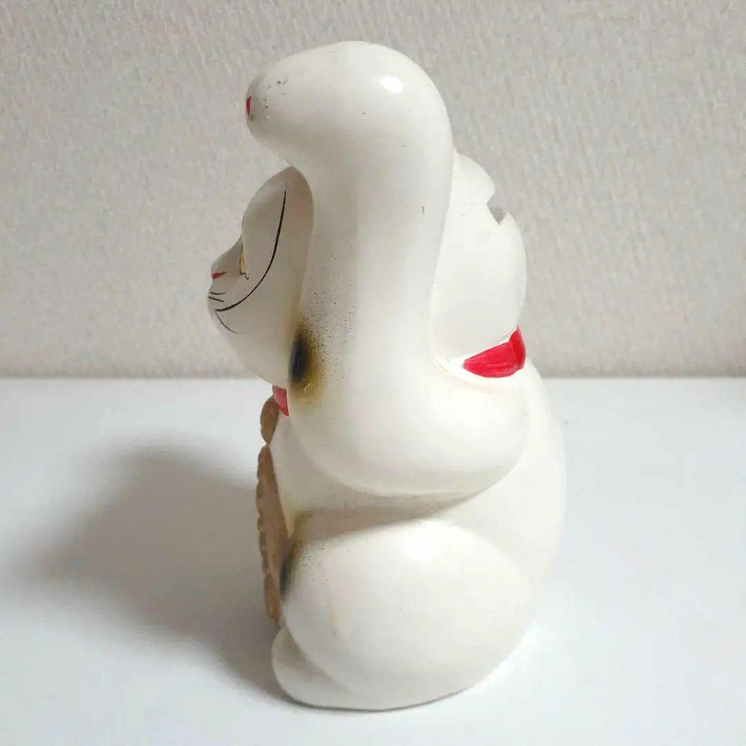 114【ジャンク・現状品】昭和レトロ 元祖招き猫 7号 瀬戸焼 両手上げ