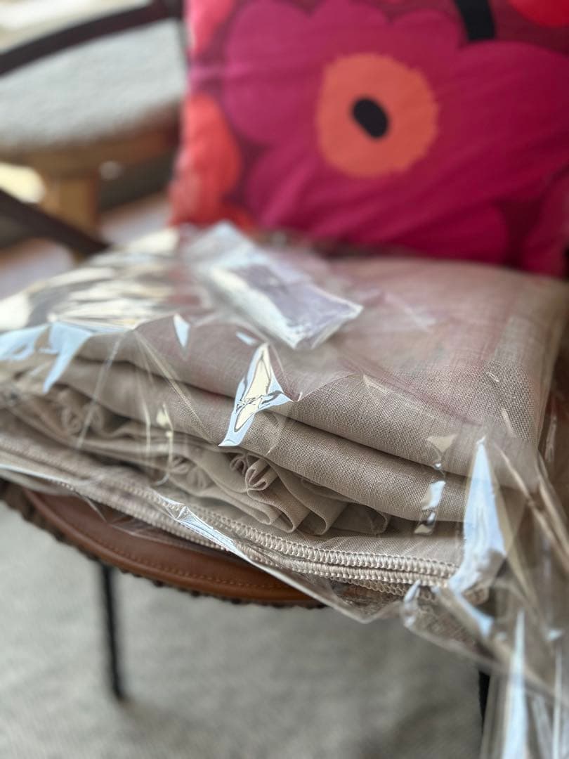 【撮影使用/美品/口コミ◎】レースカーテン《麻風・巾継ぎなし/裾ウェイトロック》