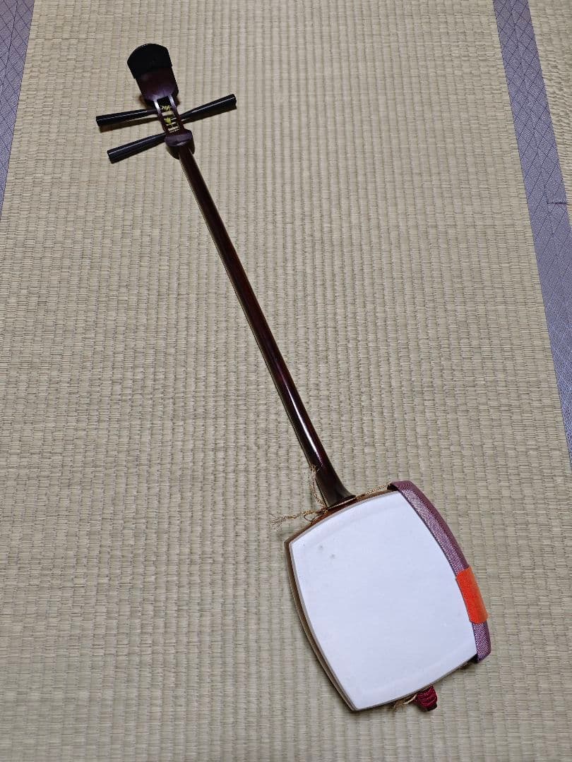 三味線本体 駒付き 細棹 皮破れ無し 天然皮