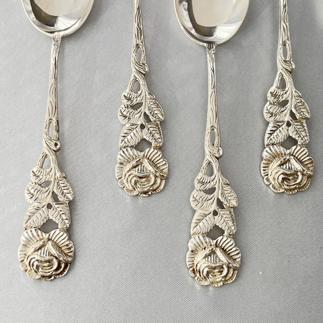 【ANTICO】 ヒルデスハイムローズ ティースプーン 6本【純銀】10.5cm