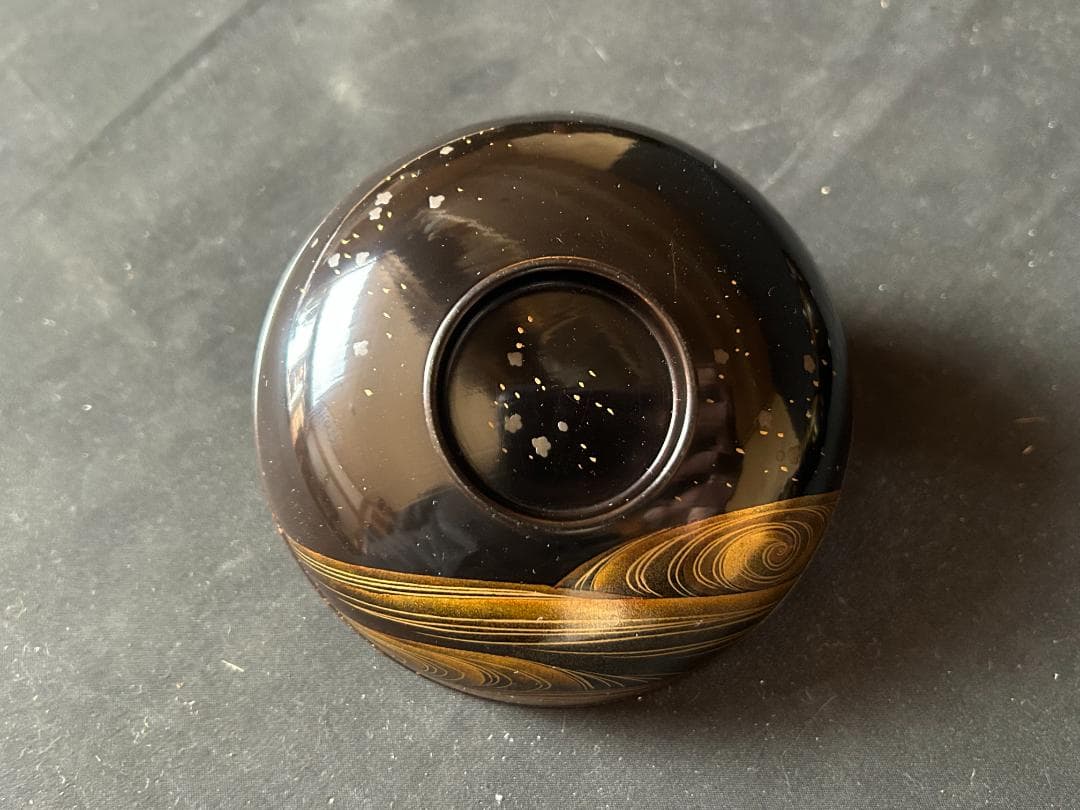 時代 輪島塗 本金蒔絵 絵替り 黒塗 天然木 吸物椀 9客 茶懐石道具980