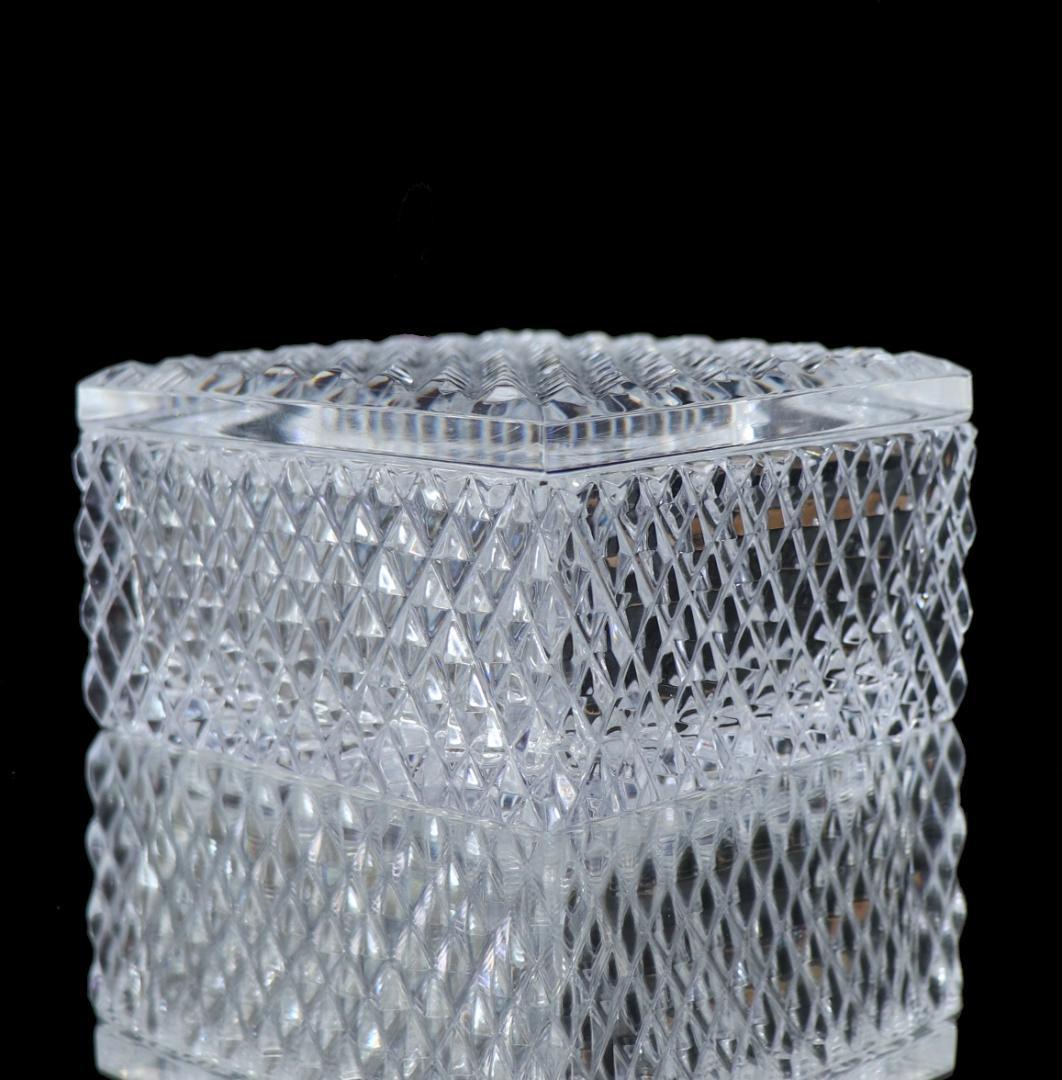 オールド・バカラ 珍品 四角型 ディアマン・ビゾー 切子蓋物 小物入れ