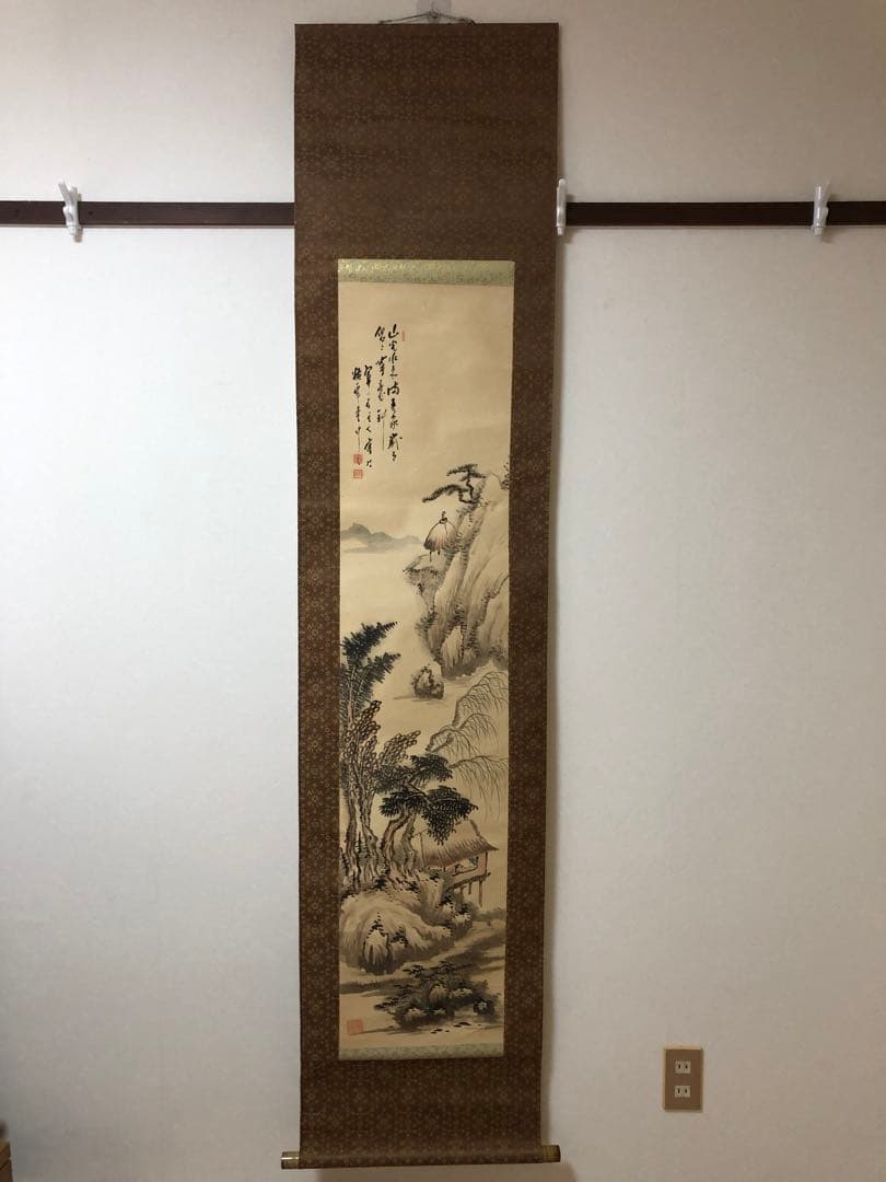 日本絵　掛け軸　深津翠谷 山水絵　美術品　インテリア 日本絵 掛け軸 深津翠谷 山水絵 美術品 インテリア - メルカリ