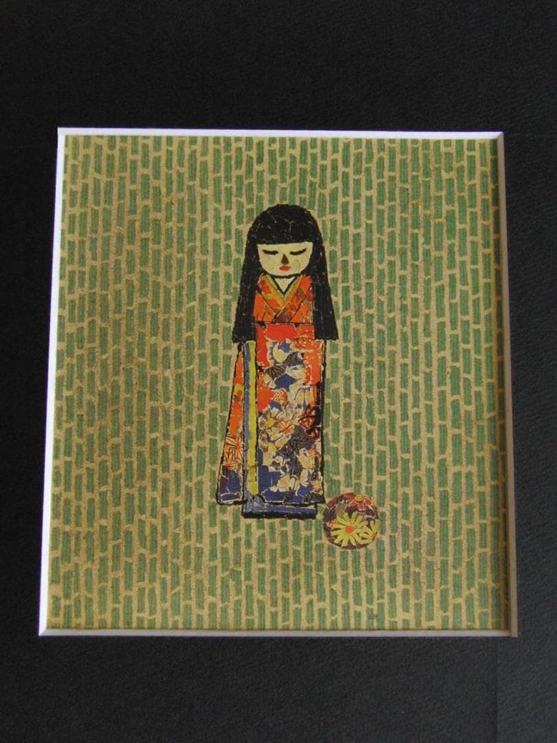 山下清、【人形と手鞠】、希少な額装用画集より、美品、日本人画家、新品額装付 山下清、【湖に映った花火】、希少な額装用画集より、美品、日本人画家