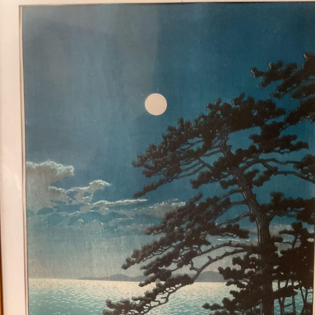 オンラインホビー・楽器・アート - 川瀬巴水 版画 春の月 二宮海岸