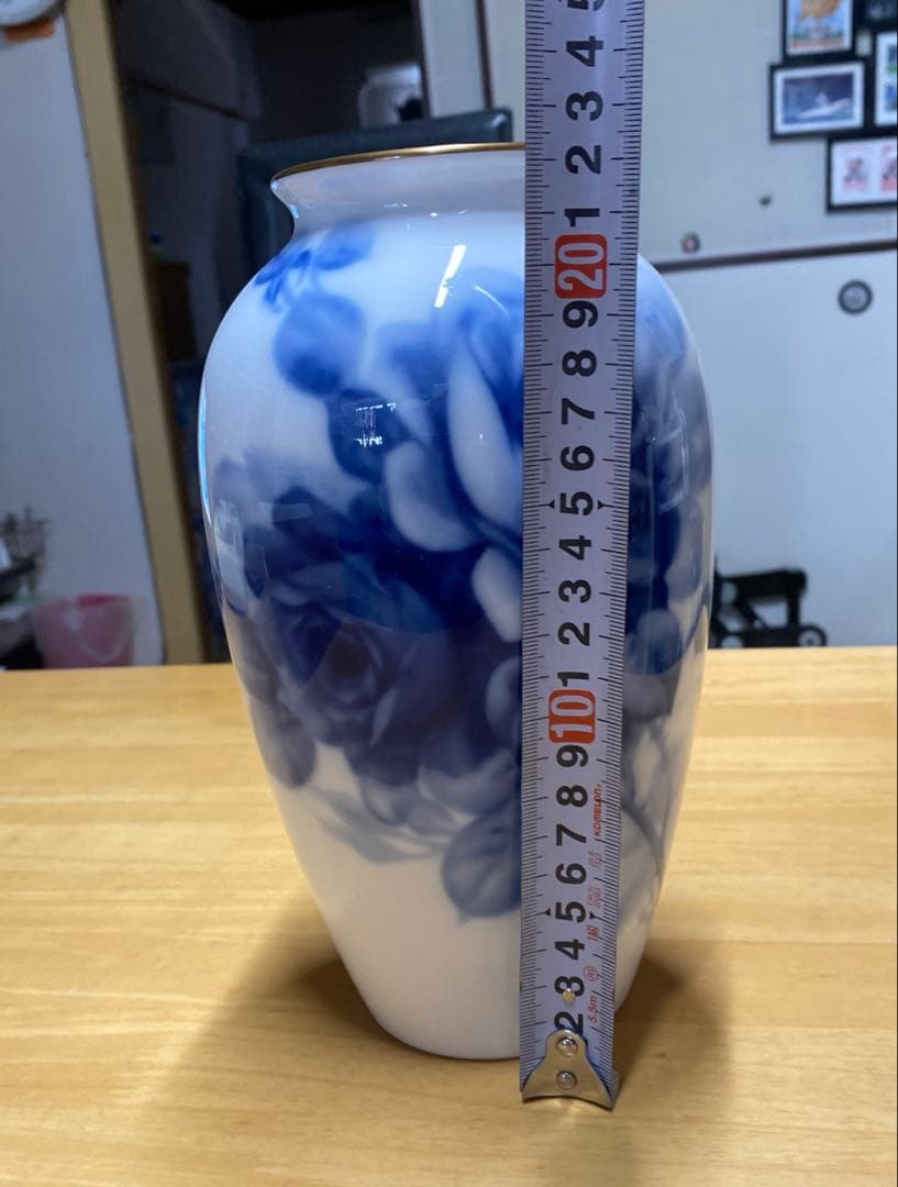 大倉陶園 Noritake 箱付き 花瓶 花器 壺 ブルーローズ - メルカリ