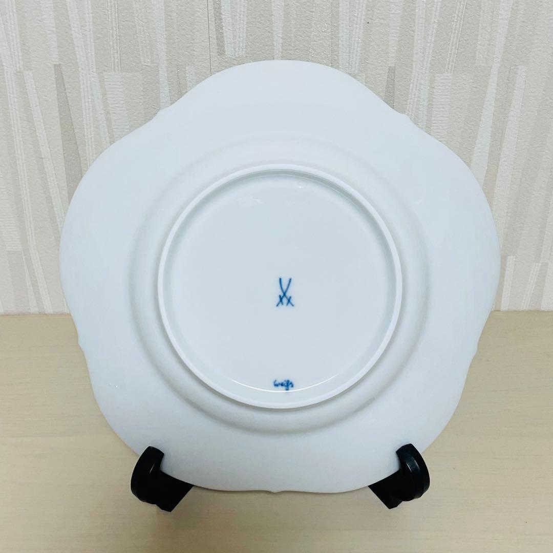 未使用 Meissen マイセン ホワイトレリーフ 皿 プレート 18.5cm