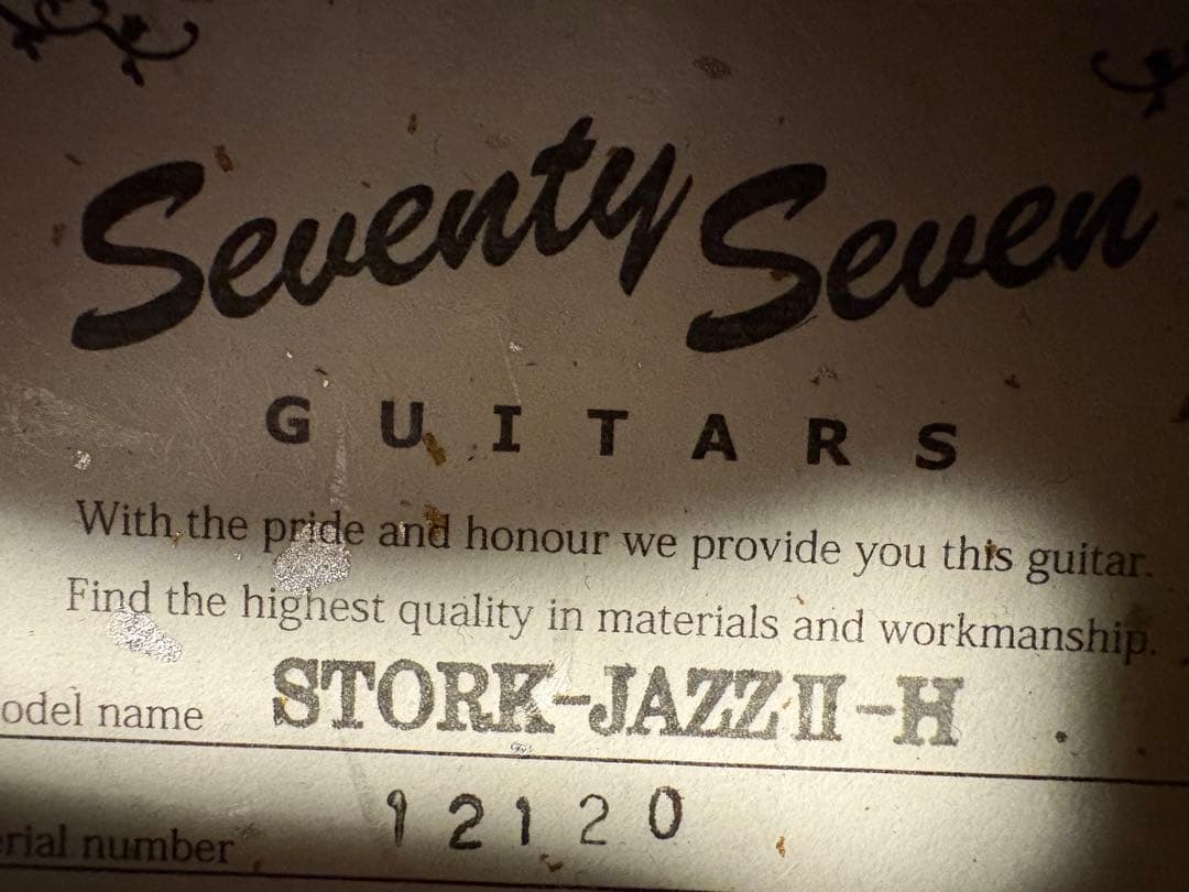 Seventy Seven Guitars Stork-jazz II-h 美品