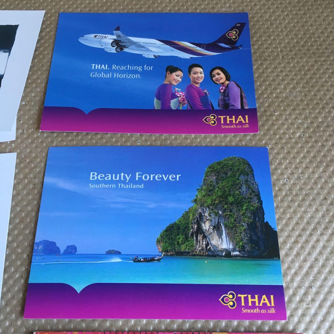 0674 タイ国際航空 絵葉書、ボールペン ほか 破産申請、運航継続中