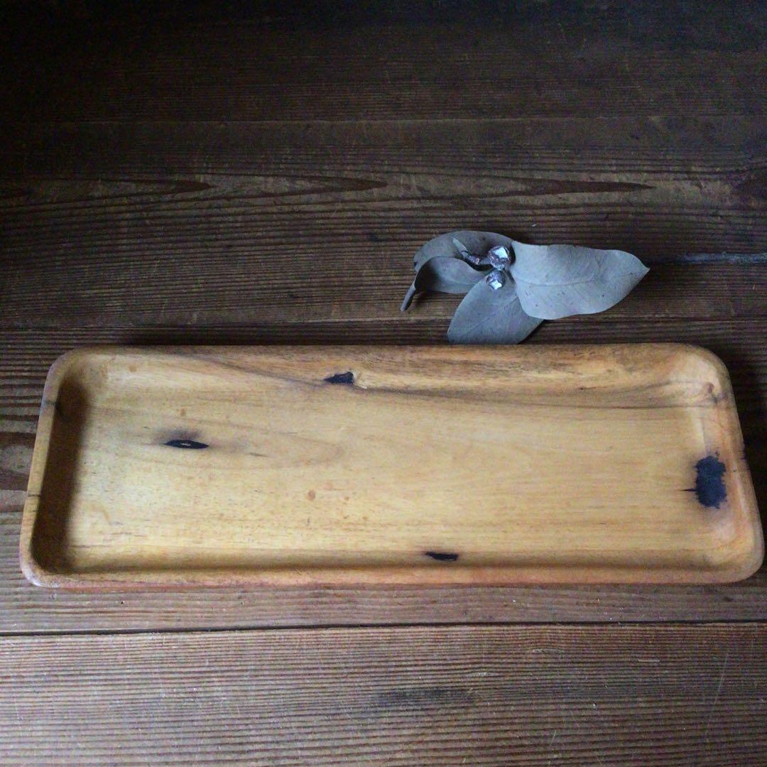 No2854 黒柿無垢材 神富 一文字盆 煎茶道具 煎茶盆 刳り貫き 送料無料