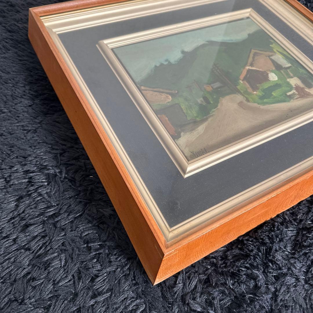 真作 Y.IWAI 絵画 岩井弥一 額縁 風景画 昭和 アンティーク