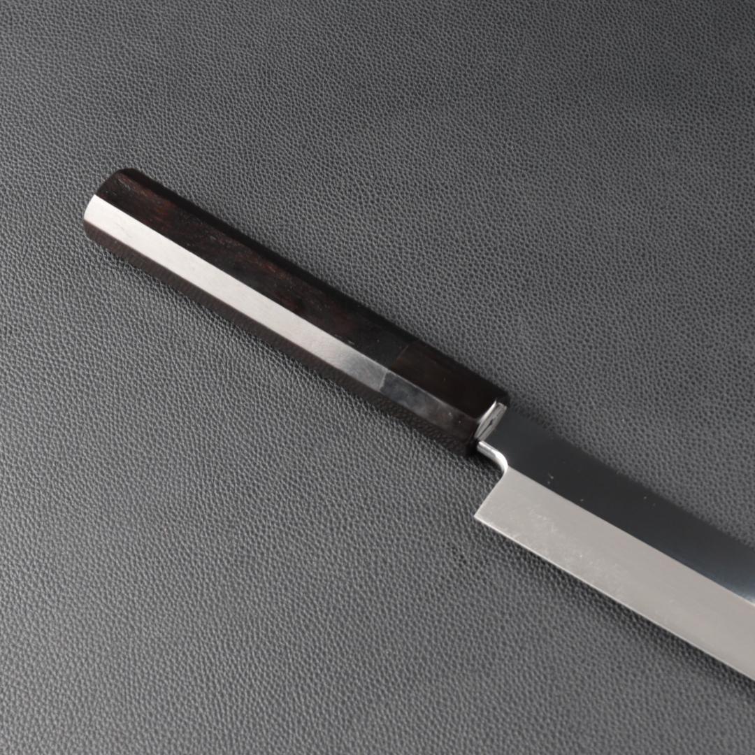 10968鬼反り先丸包丁尺二鏡面仕上げ刺身包丁 刃は究極の切れ味黒檀黒