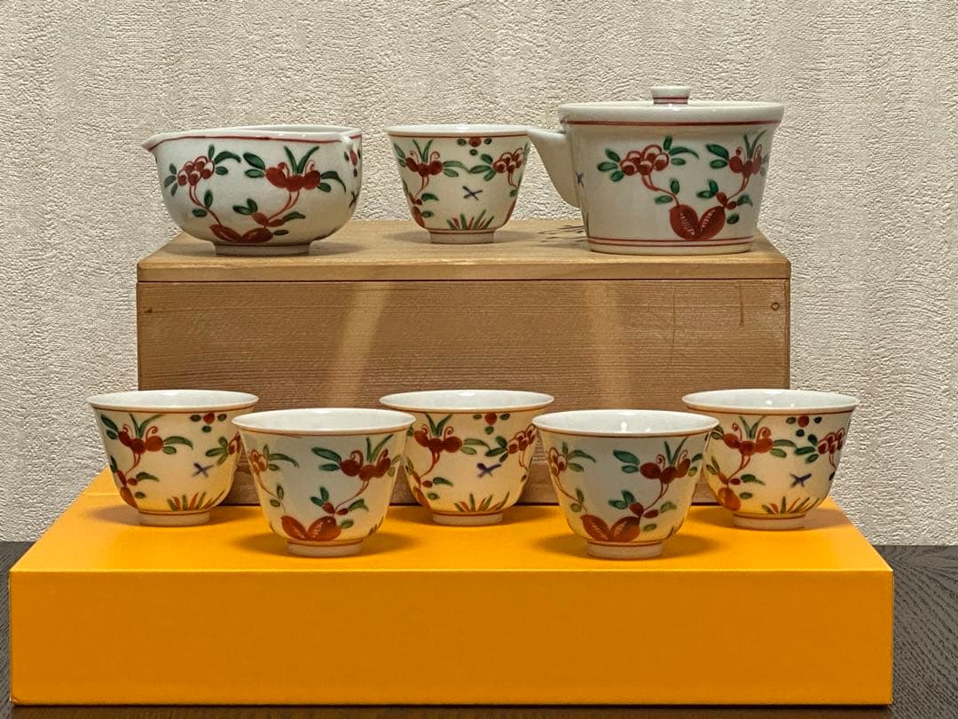 未使用　京都二世北峰 大丸辰男煎茶　玉露　茶器 京友禅 蓋付汲出（柄おまかせ） / 蓋つき 煎茶碗 煎茶 湯飲み 翔優作