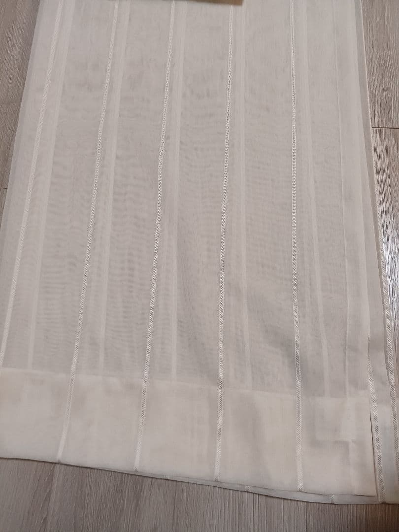 カーテン 丈208cm×幅187cm 2倍ひだ レース タッセル付 ベージュ