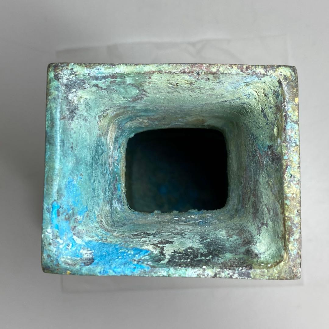 古銅 金象嵌 蓋付花入 30.5cm 東キ7-1206① タルサ