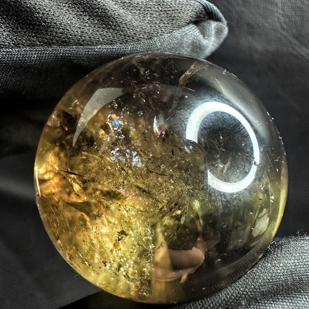 開運 魔除】絶品❗️レインボー煙水晶スモーキーシトリン丸玉