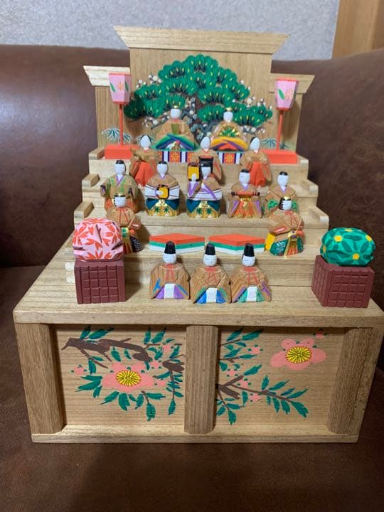 奈良 一刀彫 神泉刀 雛壇 五段雛人形 十五人揃