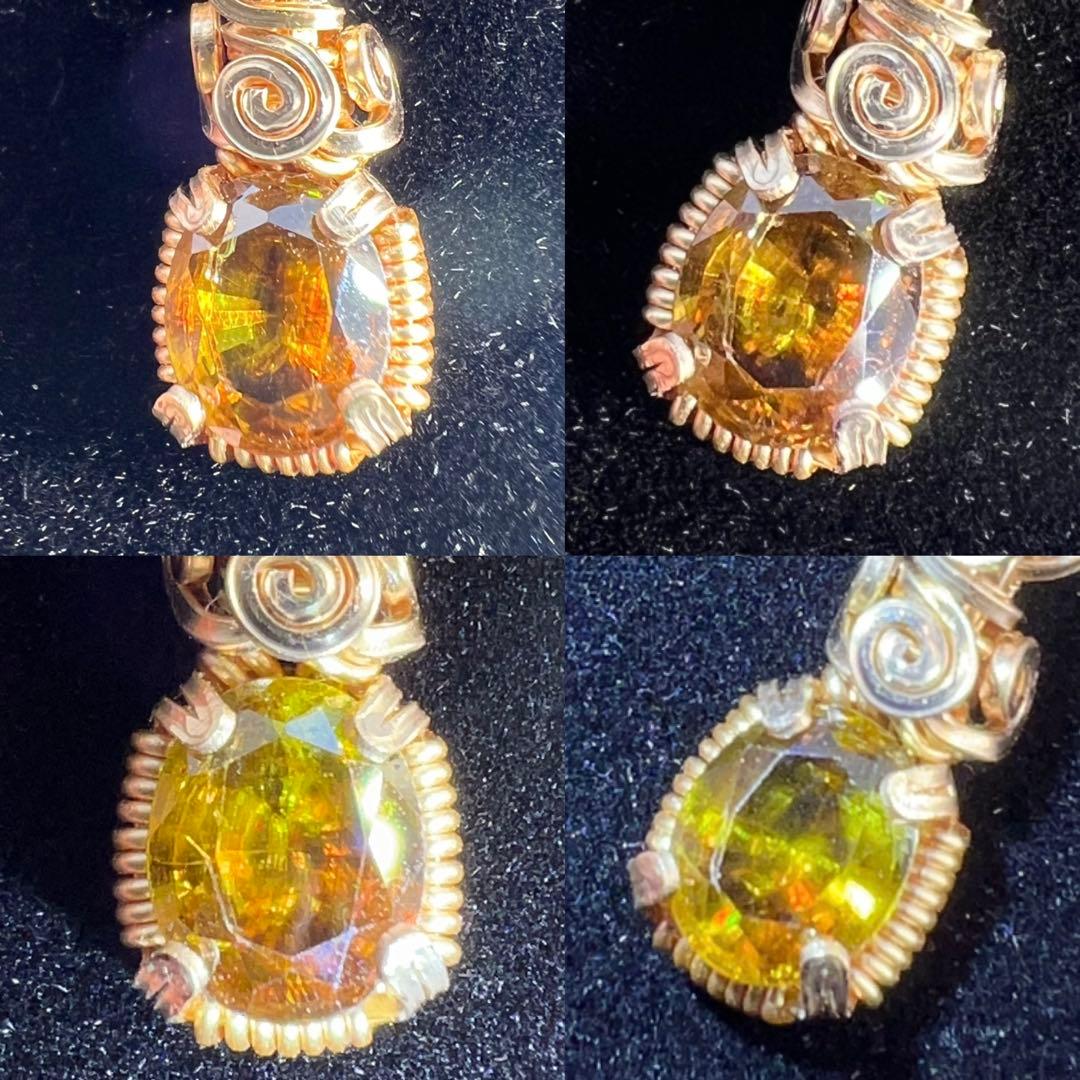 天然石 カンテラオパール＆スフェーン スライドチェーンブレスレット