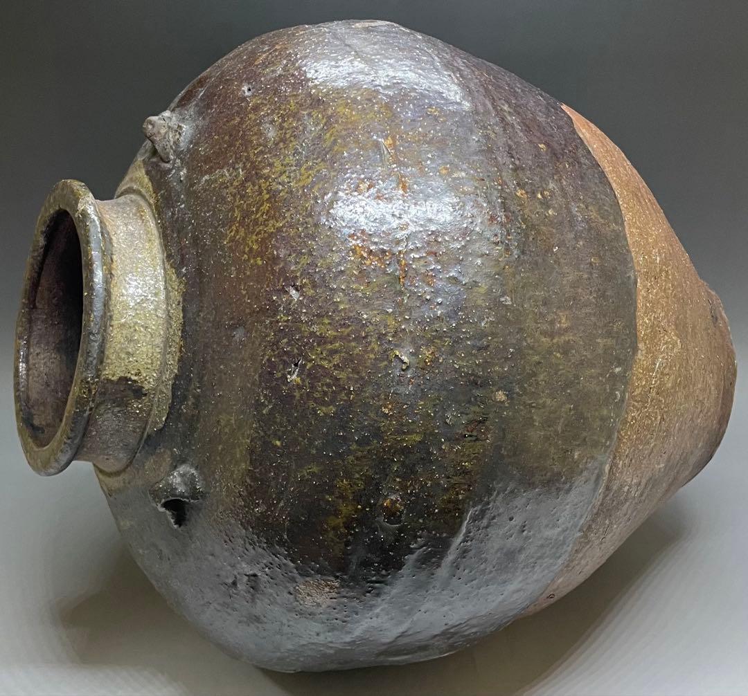 大壺 37cm 古信楽焼 三耳壺 江戸時代 T.c543