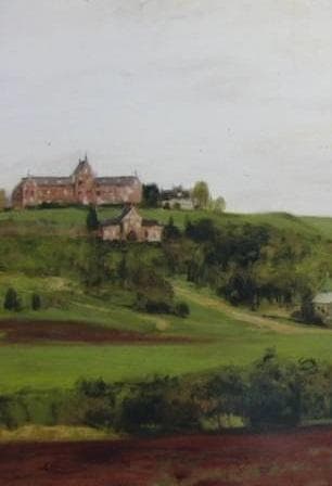 刑部人、【トラピストの丘】、希少な大判額装用画集より、美品、日本人画家