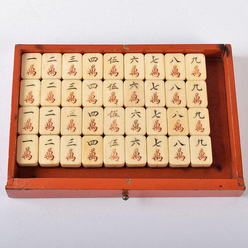 中国 竹嵌 骨牌 背竹牌 麻雀牌 花鳥文蒔絵朱塗箱付 D 8707 - メルカリ