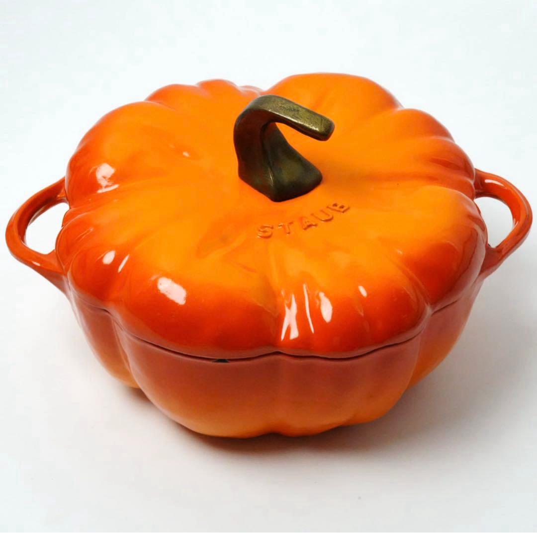 希少⭐︎ストウブ staub ココット パンプキン　オレンジ　24cm ビンテージ ストウブ 鍋 Staub パンプキンココット 24cm 両手鍋 ホーロー鍋