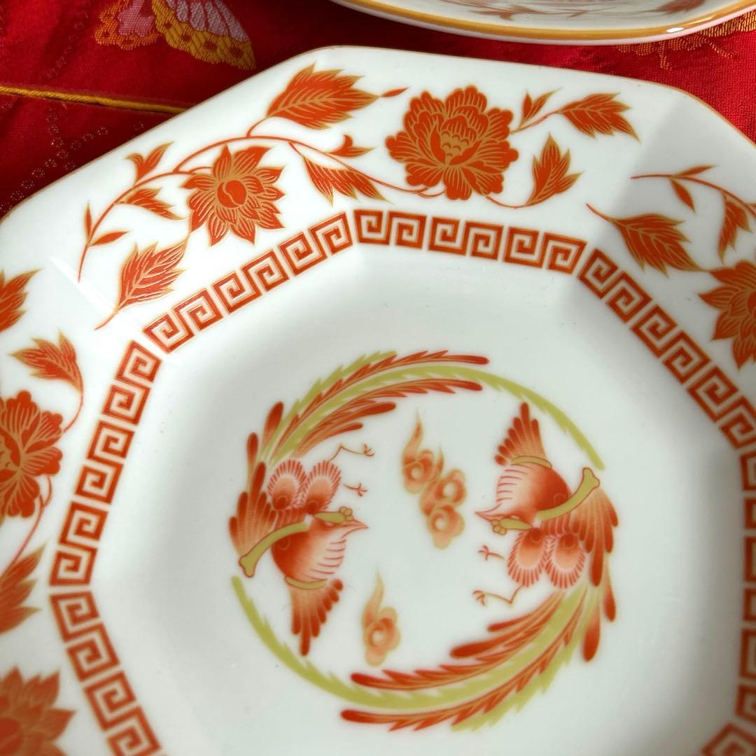未使用品】ナルミ 鳴海 中華皿セット 鳳凰 レンゲ付ラーメン鉢・八角皿