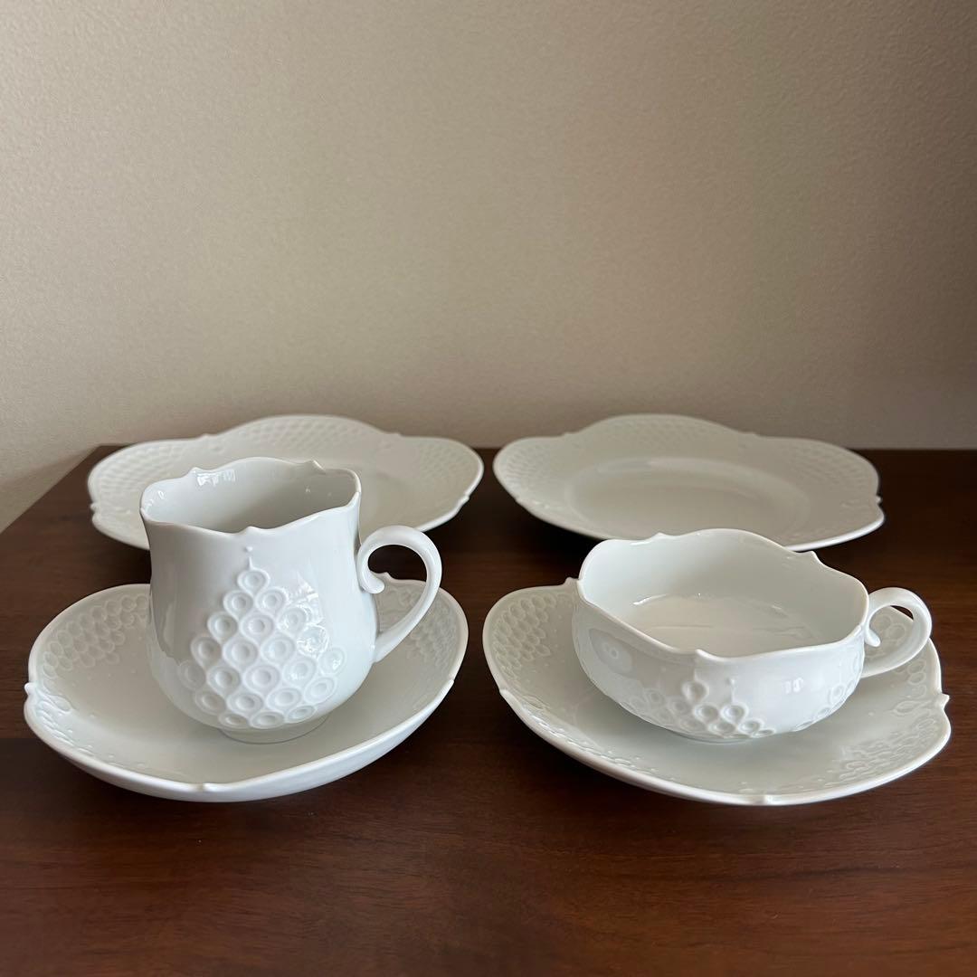 マイセン ホワイトレリーフ ティー&コーヒーカップ・ソーサー