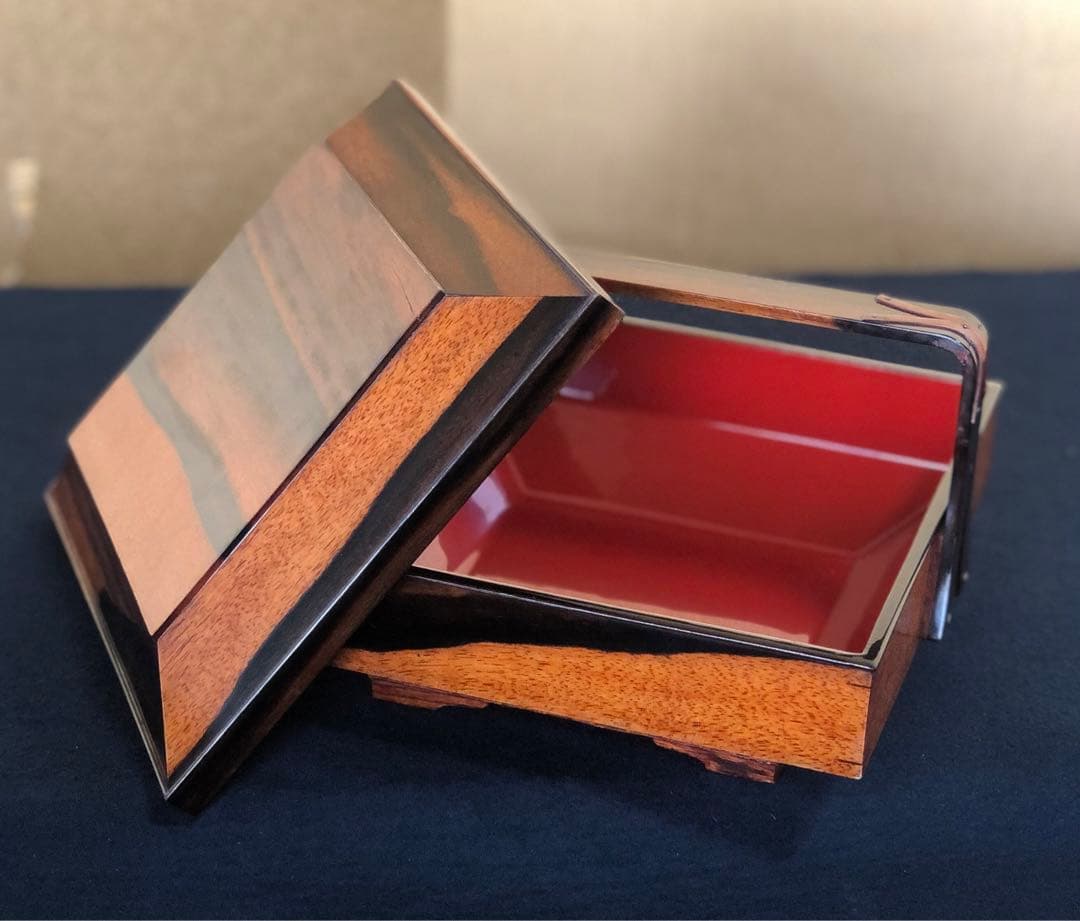 ‼️割引《R》黒柿内朱 手付 四方菓子器 食籠 喰篭 飾り金具 250820G1