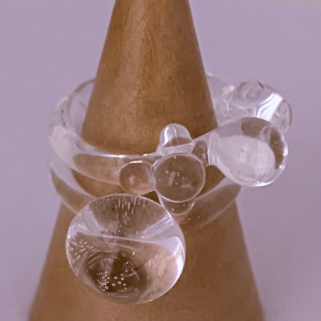 ガラスの指輪水滴デザインリング Pylones ガラスのリング スクエアS ミルク | フランス輸入雑貨 PYLONES