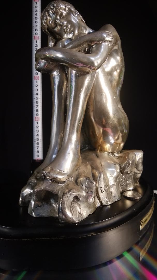 エルメス☆純 銀メッキブロンズ風裸婦彫刻像/高28cm重4 ㎏少女