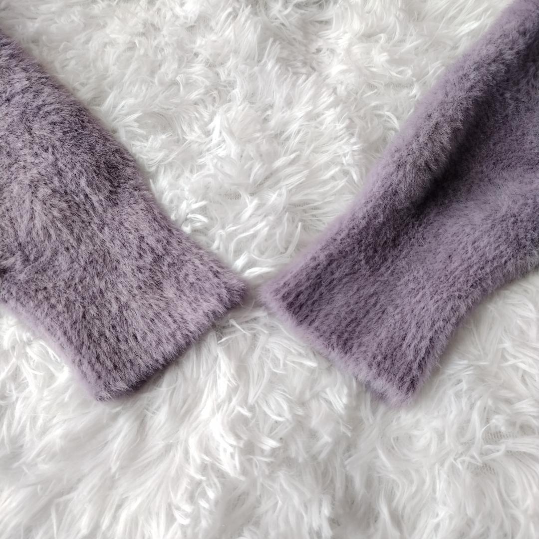 未使用級】ずとまよ スナネコ建設 モヘアタッチニット L ラベンダー