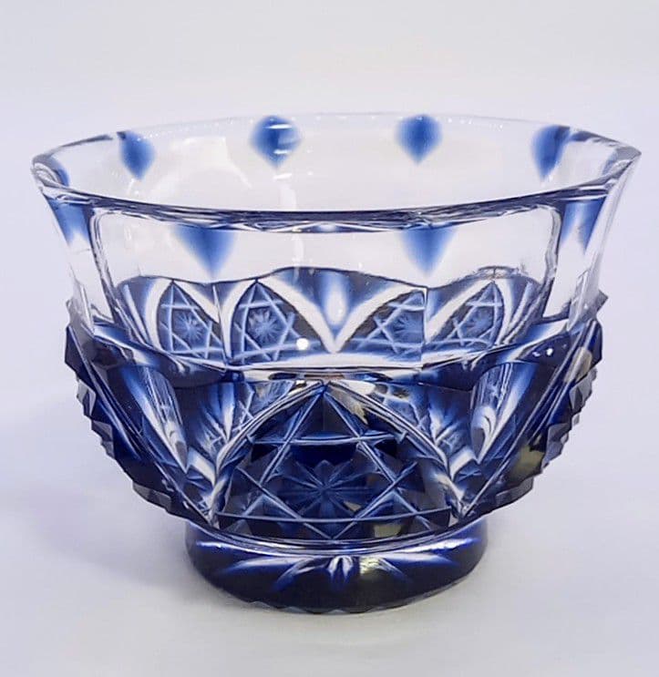 超希少！【新品未使用】中根櫻龜作 薩摩切子 切子酒杯 くもの巣に十六