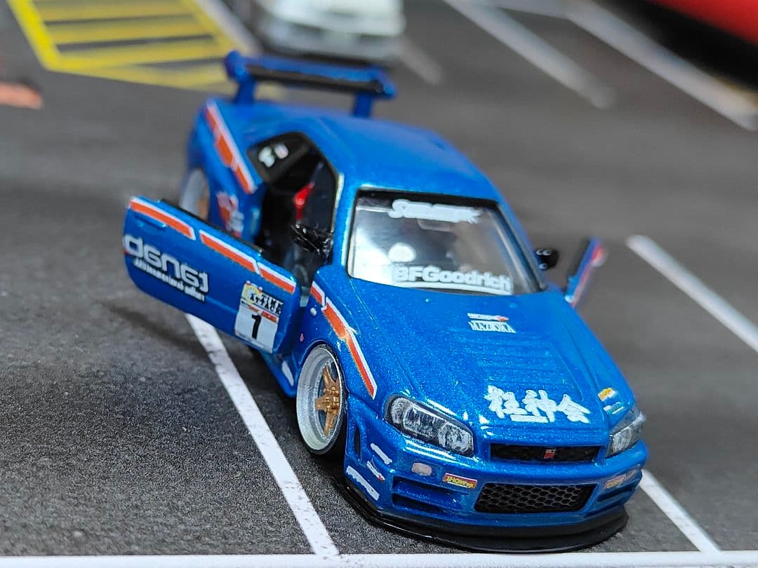 トミカプレミアムトミカ改造 日産 R34 カスタム ☆深リム ☆ホット
