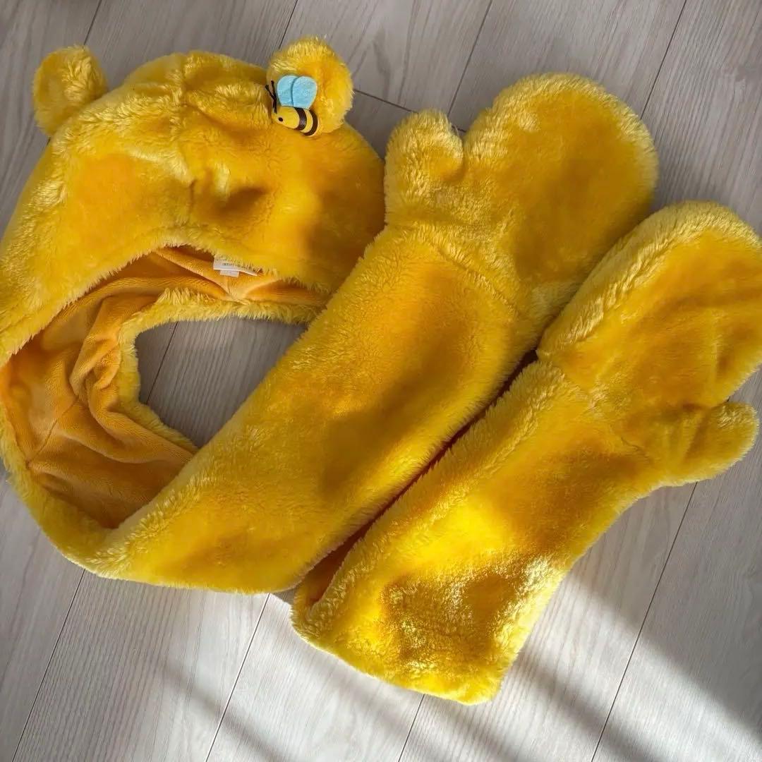 プーさん マフラーキャップ ファンキャップ 手袋付きマフラー