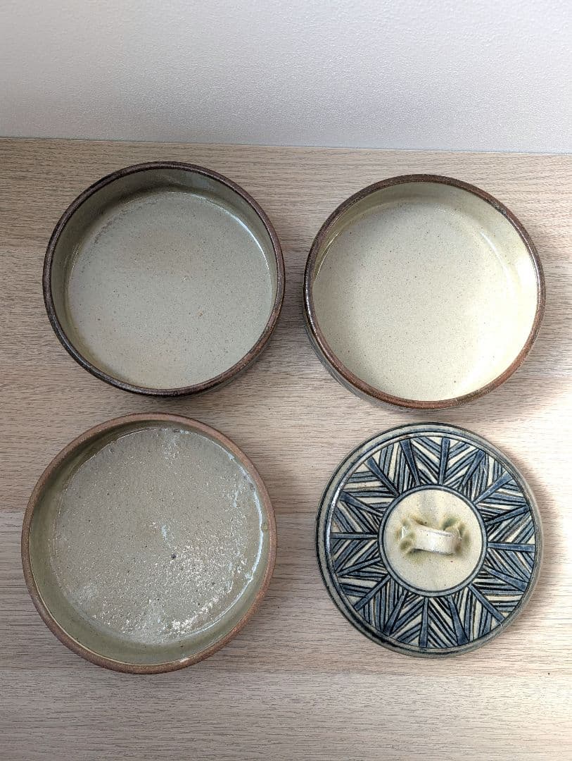 新品 やちむん 室生窯 蓋付き ドラ鉢 三段 重箱 ビームス fennica 新品 やちむん 室生窯 蓋付き ドラ鉢 三段 重箱 ビームス fennica