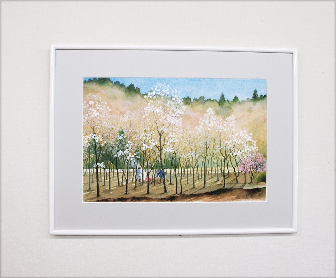 絵画「早春～ こぶしの咲くころ」 水彩画 - メルカリ