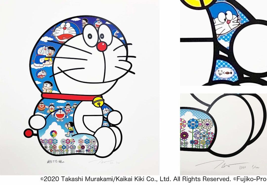 村上隆 ドラえもん 版画 おすわりドラえもん 泣いたり笑ったり 10月15日(金)よりWEBショップにて、新作ドラえもんエディションサイン