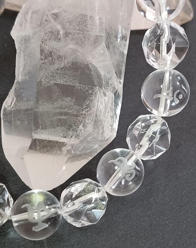 九字梵字水晶ブレスレット（護身・魔除け・厄払い・呪文） 芦屋ダイヤモンド 四神 ブレスレット 陰陽師 おんみょうじ 九字真言