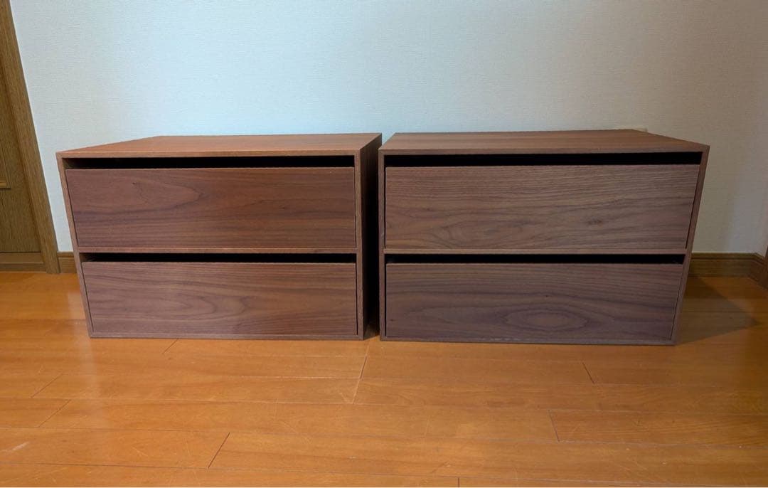 ■送料込■無印良品 木製収納ケース 引出式ワイド ウォールナット材 チェスト 木製チェスト4段・ウォールナット材 | 無印良品