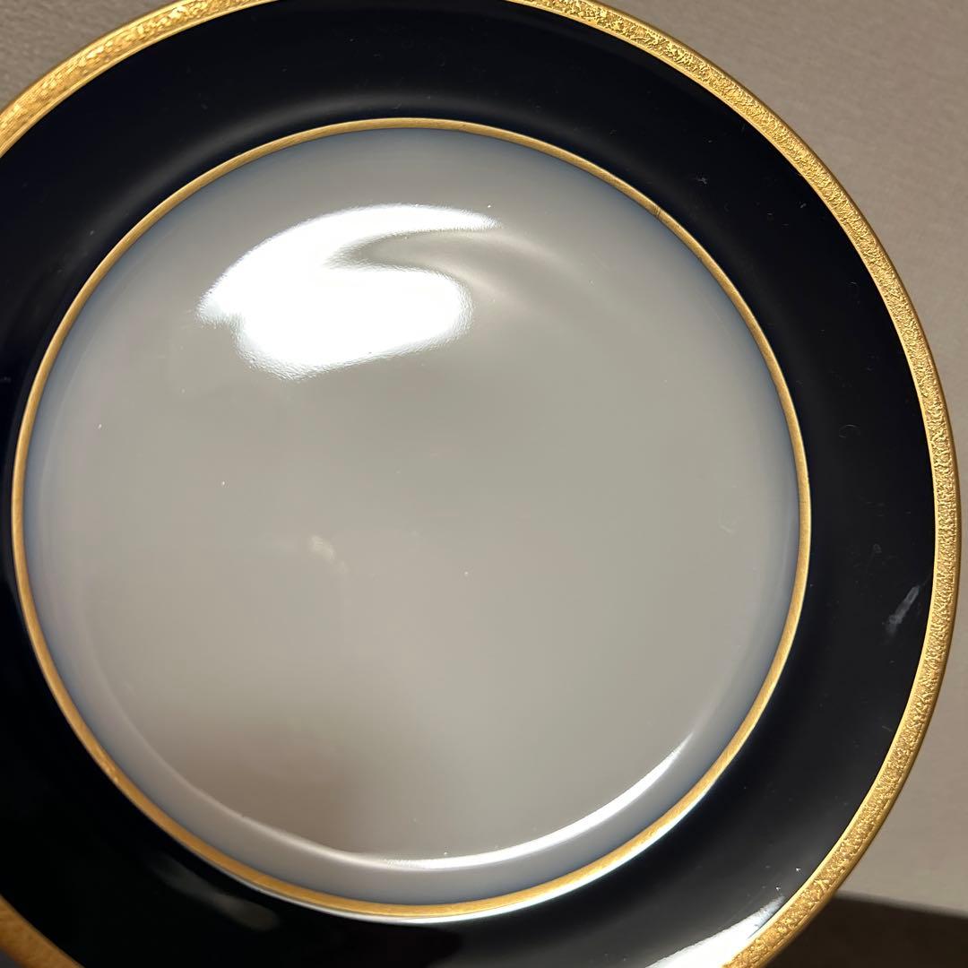 大倉陶園　ロイヤルブルー　瑠璃金彩金蝕　デザートプレート　19.5cm