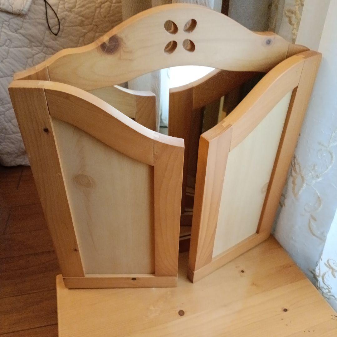 木製 3面鏡 ドレッサー 大きめ 高さ50㌢程 カントリーナチュラル