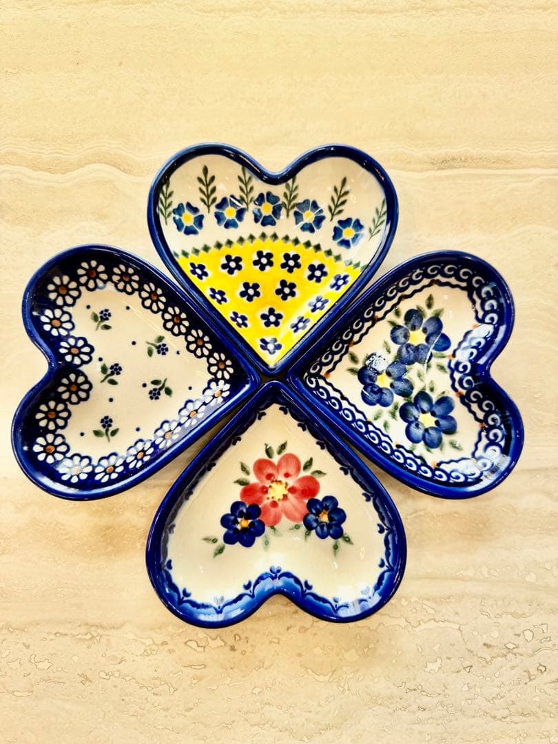 ポーリッシュポタリー 小皿 ハート型花柄皿4枚セット 楽天市場】ポーリッシュポタリー ハートの通販
