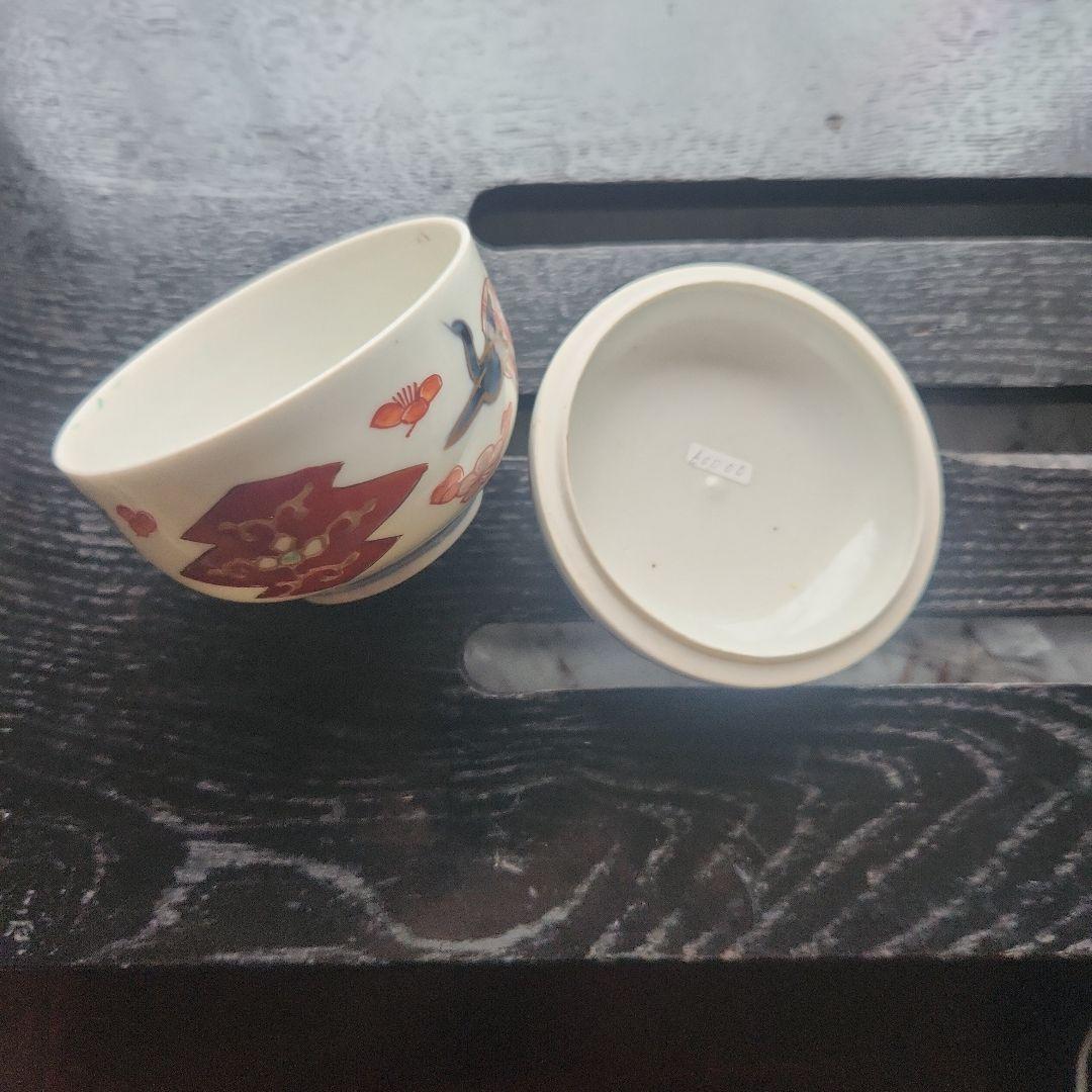 古伊万里 化粧白粉入れ 花と鳥の模様の蓋付き陶器 江戸時代 - メルカリ