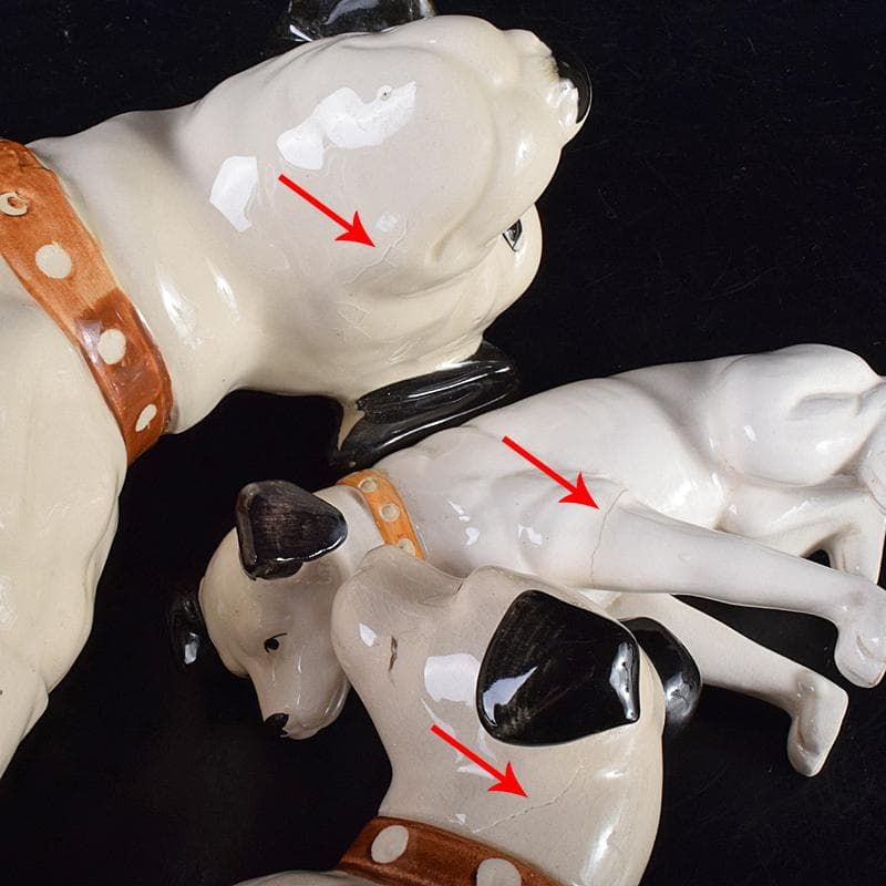 アンティーク 陶器製 ビクター犬 ニッパー君 大中小11点 M R7698B