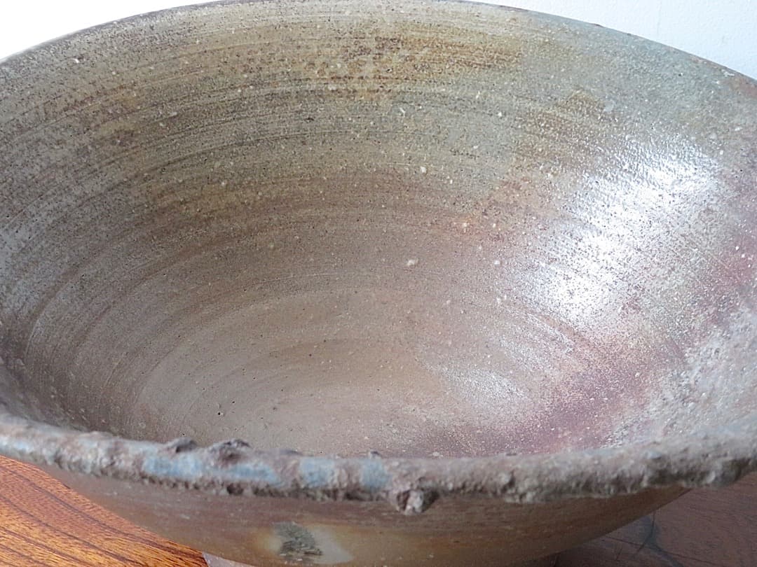 【値下】青娥窯　松元洋一作①　『自然釉大鉢』　穴窯焼成