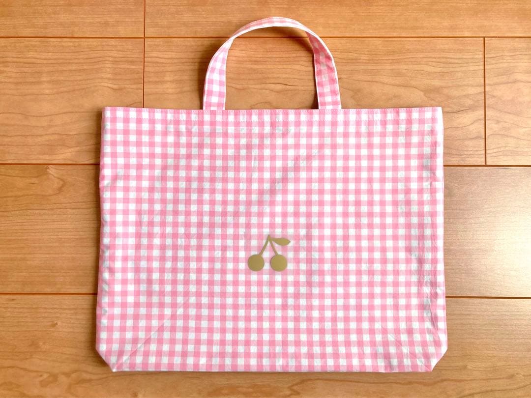 ハンドメイド レッスンバッグ ギンガムチェック ピンク サイズオーダーにも対応】入園入学3点セット くすみカラー(ピンク)の