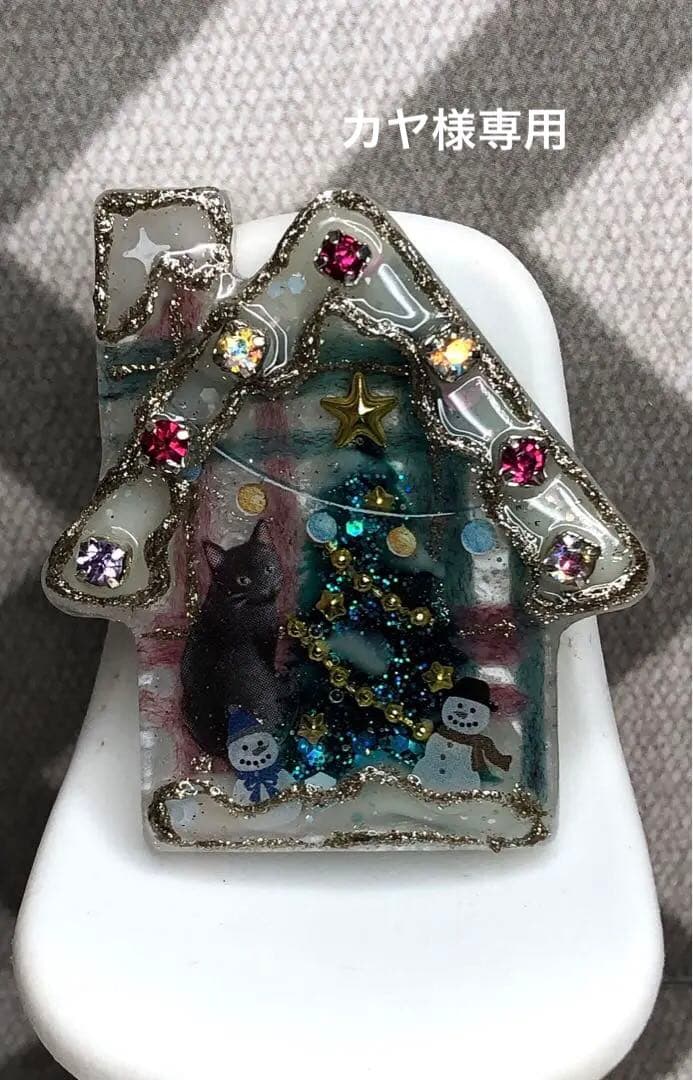 レジンヘアゴム　黒ねこちゃんとクリスマス レジンヘアゴム♡クリスマスパンダと猫ちゃん・再販不可