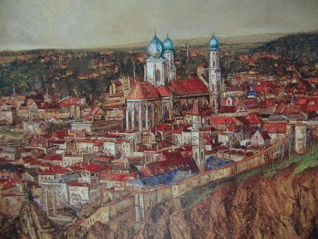 花巻碧【坂道からの展望】希少画集画、状態良好、新品高級額装付