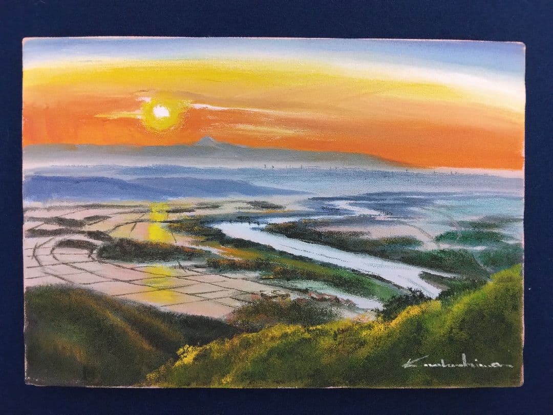 中島晃次「阿賀野川」油彩 画：サムホール サイズ